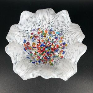 Stunning Murano Hand-Blown Art Glass Millefiori Dish